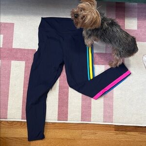 Addison Bay Navy Leggings with Multicolor Stripes